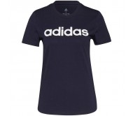 adidas Essentials Slim Logo moteriški marškinėliai, tamsiai mėlyni