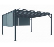 Bioklimatinė sodo pergola 3 × 4 m su slankiojančiu stogeliu ir 4 markizėmis