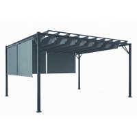 Bioklimatinė sodo pergola 3 × 4 m su slankiojančiu stogeliu ir 4 markizėmis