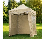 Sulankstoma „Pop Up“ pavėsinė su sienelėmis 2 × 2 m – smėlio spalvos, H serija, plieninė konstrukcija