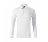 Vaikiški Marškinėliai Pique Polo Ls Balti Ilgom Rankovėmis 200 g/m²
